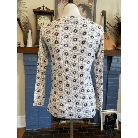 Kate Quinn Sun Starburst Top Shirt Womens M 100% Organic Cotton Button Henley - Picture 6 of 12